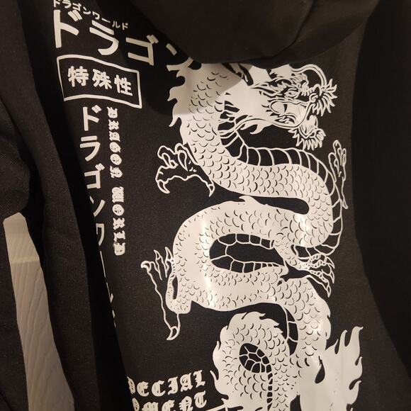 Romwe Japanese Dragon Hoodie Men's L Black - Picture 5 of 6